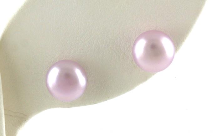 content/products/Dyed Purple Fresh Water Button Pearl Stud Earrings in Sterling Silver