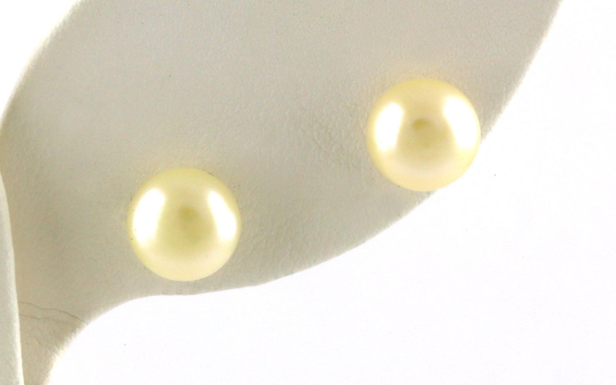 Dyed Yellow Fresh Water Button Pearl Stud Earrings in Sterling Silver
