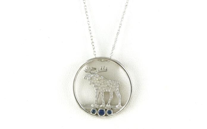 content/products/Circle Moose 3-Stone Bezel-set Montana Sapphires Necklace with Hammered Texture in Sterling Silver (0.18cts TWT)