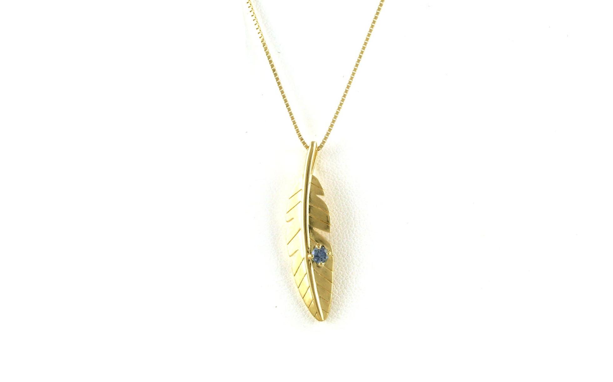 Feather-style Montana Sapphire Necklace in Yellow Gold (0.14cts TWT)