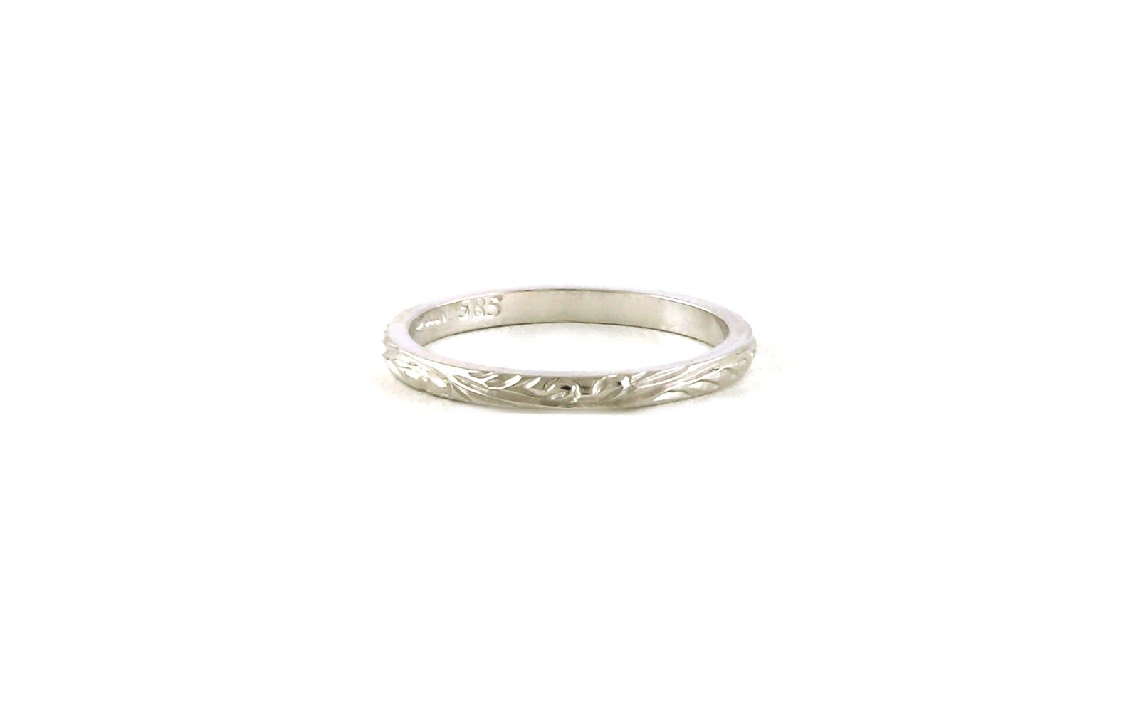 Hand Engraved Wedding Band in White Gold