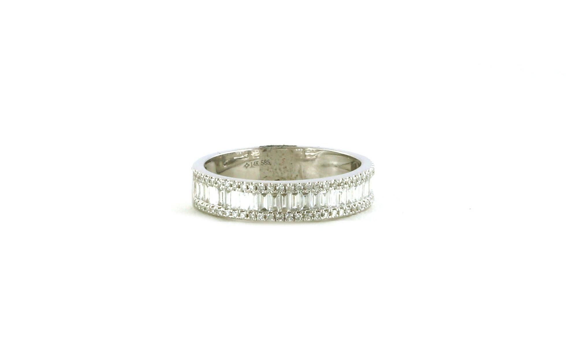 3-Row Baguette and Round Diamond Band in White Gold (0.58cts TWT)