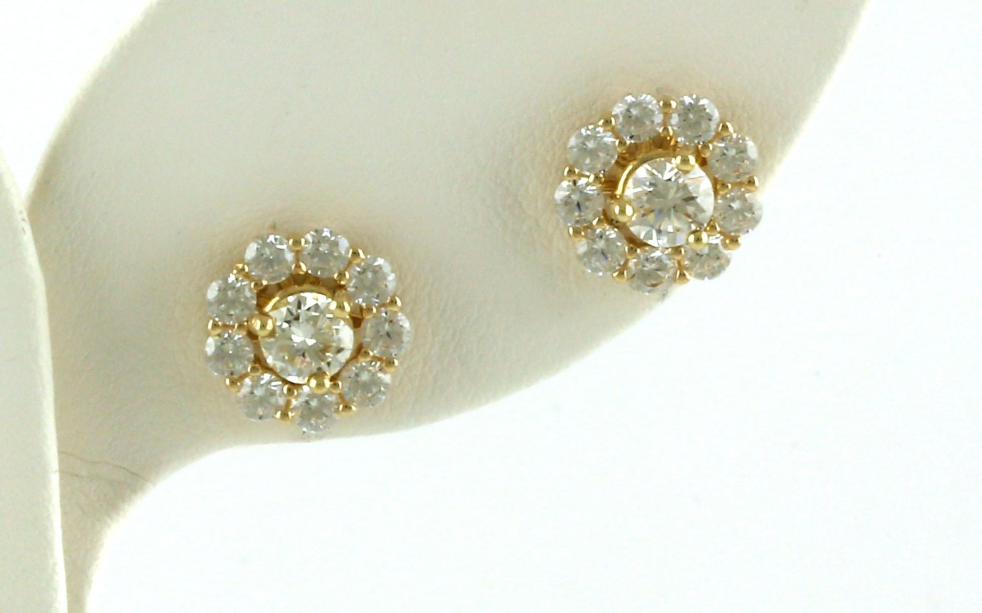 Estate Piece: Diamond Halo Jacket Earrings in Yellow Gold (1.25cts TWT)
