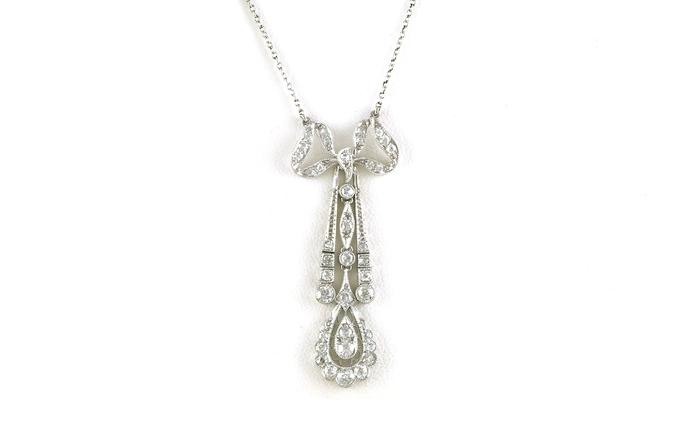 content/products/Estate Piece: Vintage-style Pear Drop Bow Diamond Necklace in Platinum (0.50cts TWT)