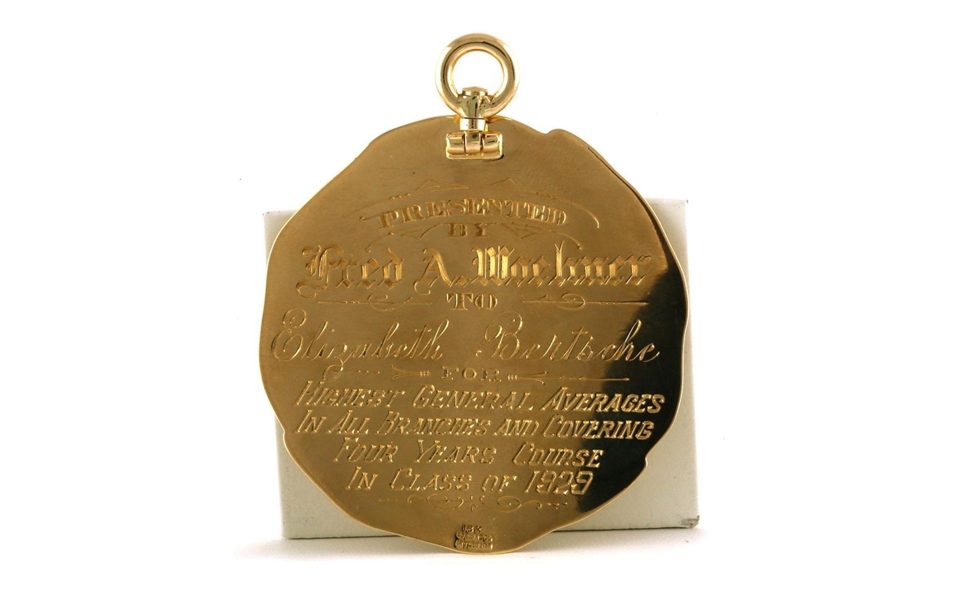 Estate Piece: Scholarship Medal from Great Falls High in1929 in Yellow Gold back
