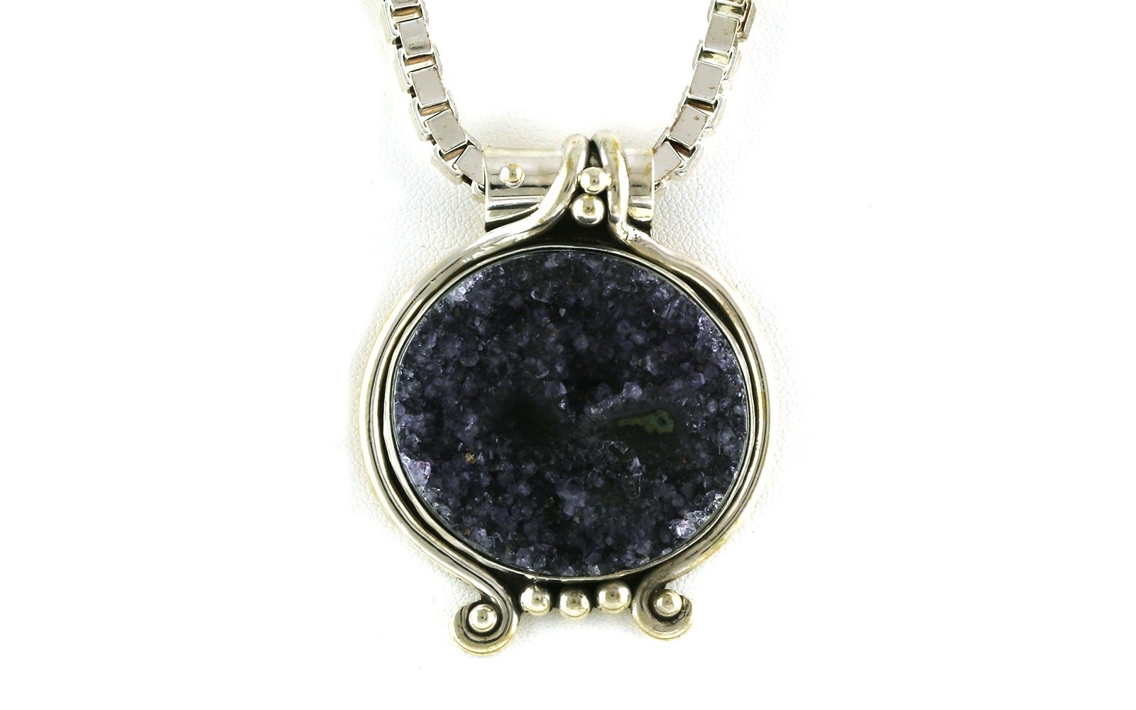 Estate Piece: Large Druzy Quartz Necklace in Sterling Silver