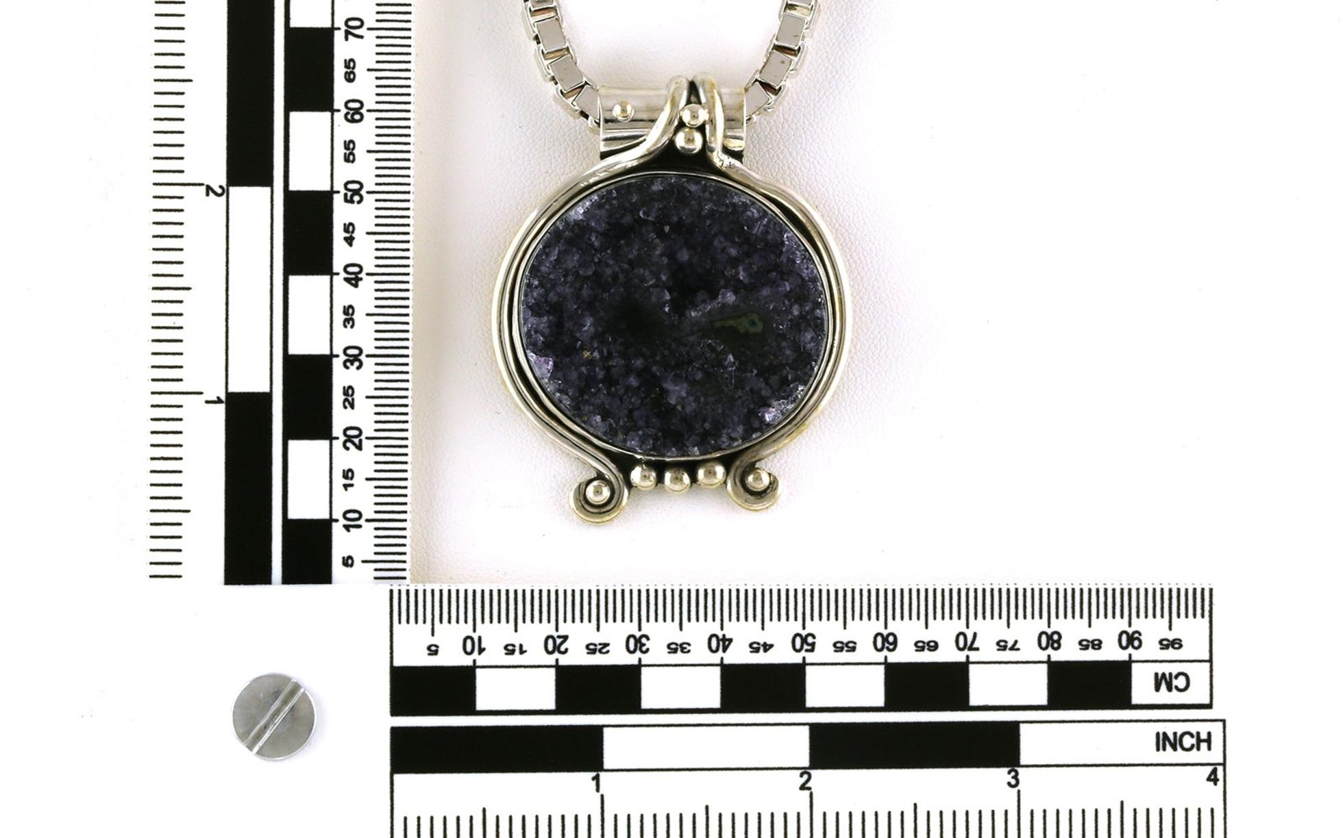 Estate Piece: Large Druzy Quartz Necklace in Sterling Silver scale