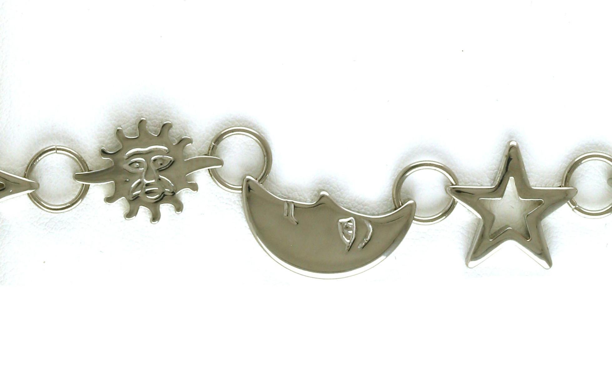 Estate Piece: Celestial Moon, Stars, and Suns Bracelet in Sterling Silver
