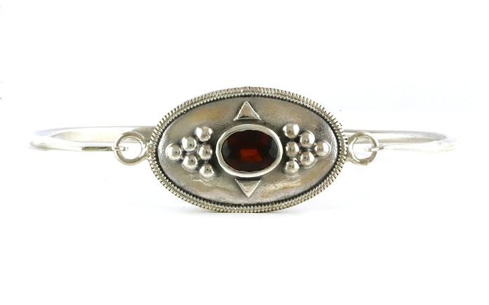 content/products/Estate Piece: Oval Design Bezel-set Oval-cut Garnet Bangle Bracelet in Sterling Silver (1.50cts)