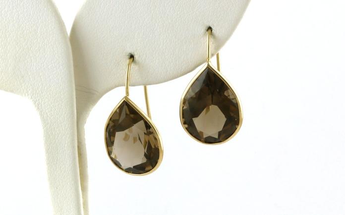 content/products/Estate Piece: Pear-cut Smokey Quartz Dangle Earrings in Yellow Gold 