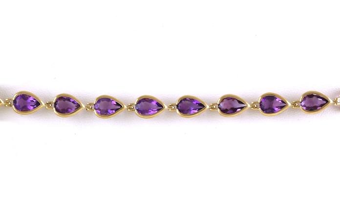 content/products/Estate Piece: 15-Stone Bezel-set Pear-cut Amethyst Line Bracelet in Yellow Gold (8.00cts TWT)