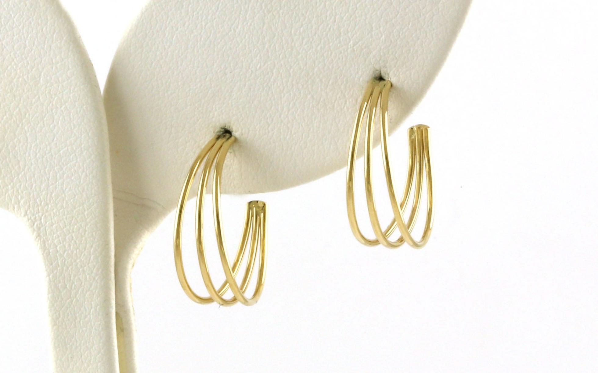 Triple Wire  Hoop Earrings in Yellow Gold 