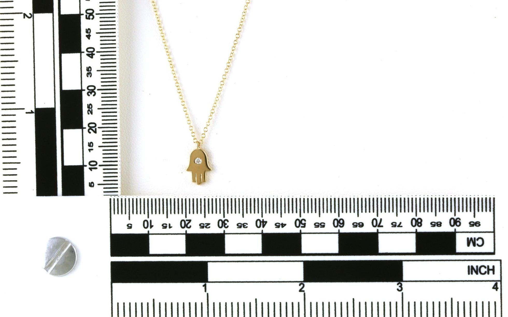 Hamas Solitaire Diamond Necklace in Yellow Gold (0.02cts TWT) scale