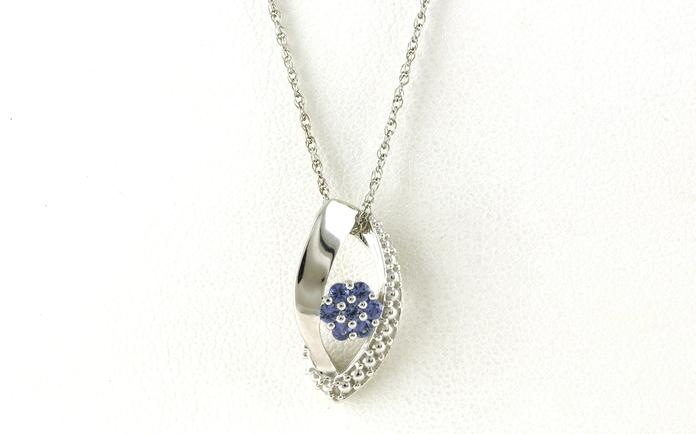 content/products/7-Stone Cluster Montana Yogo Sapphire Necklace with Beaded Detail in Sterling Silver (0.28cts TWT)