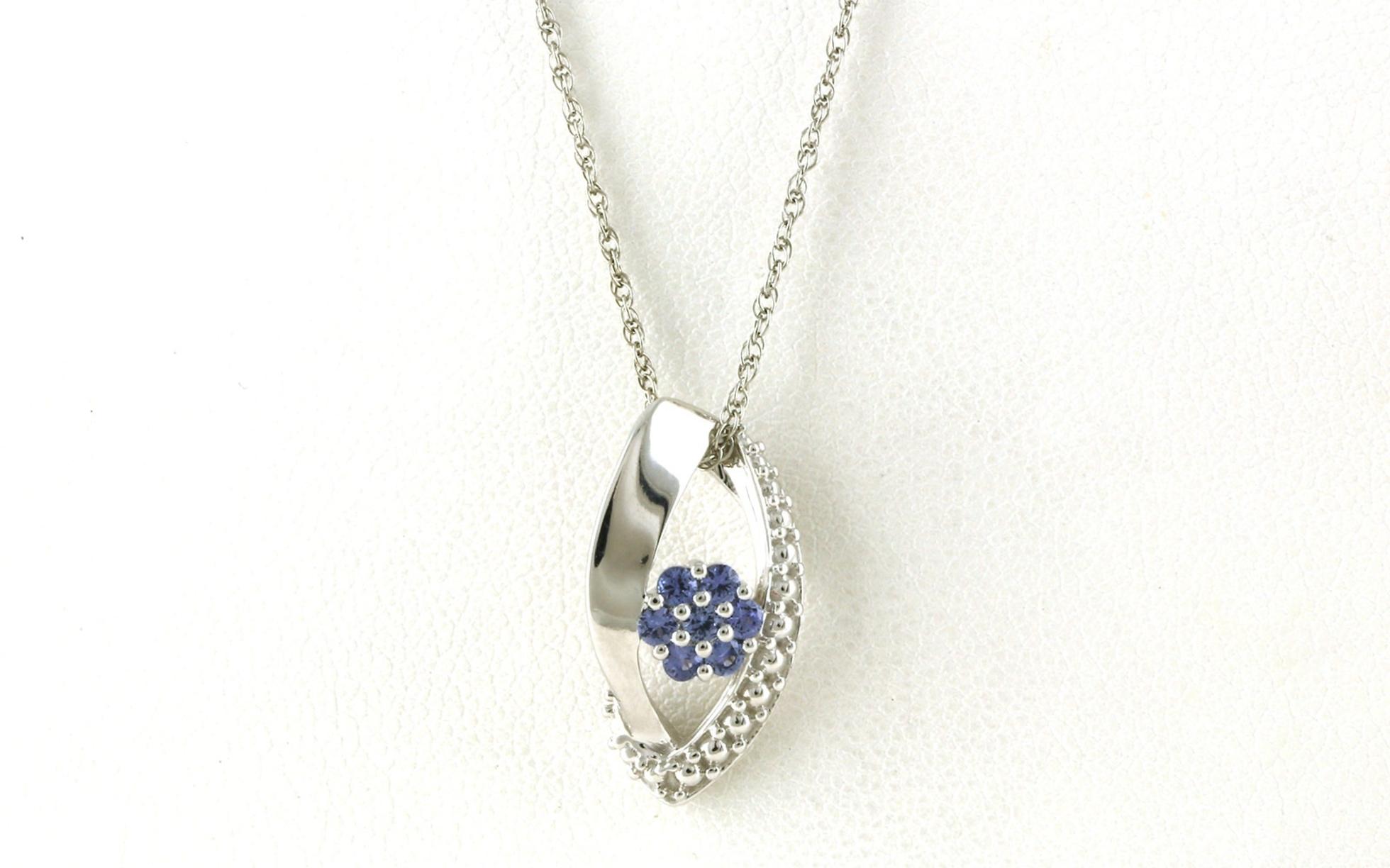 7-Stone Cluster Montana Yogo Sapphire Necklace with Beaded Detail in Sterling Silver (0.28cts TWT)