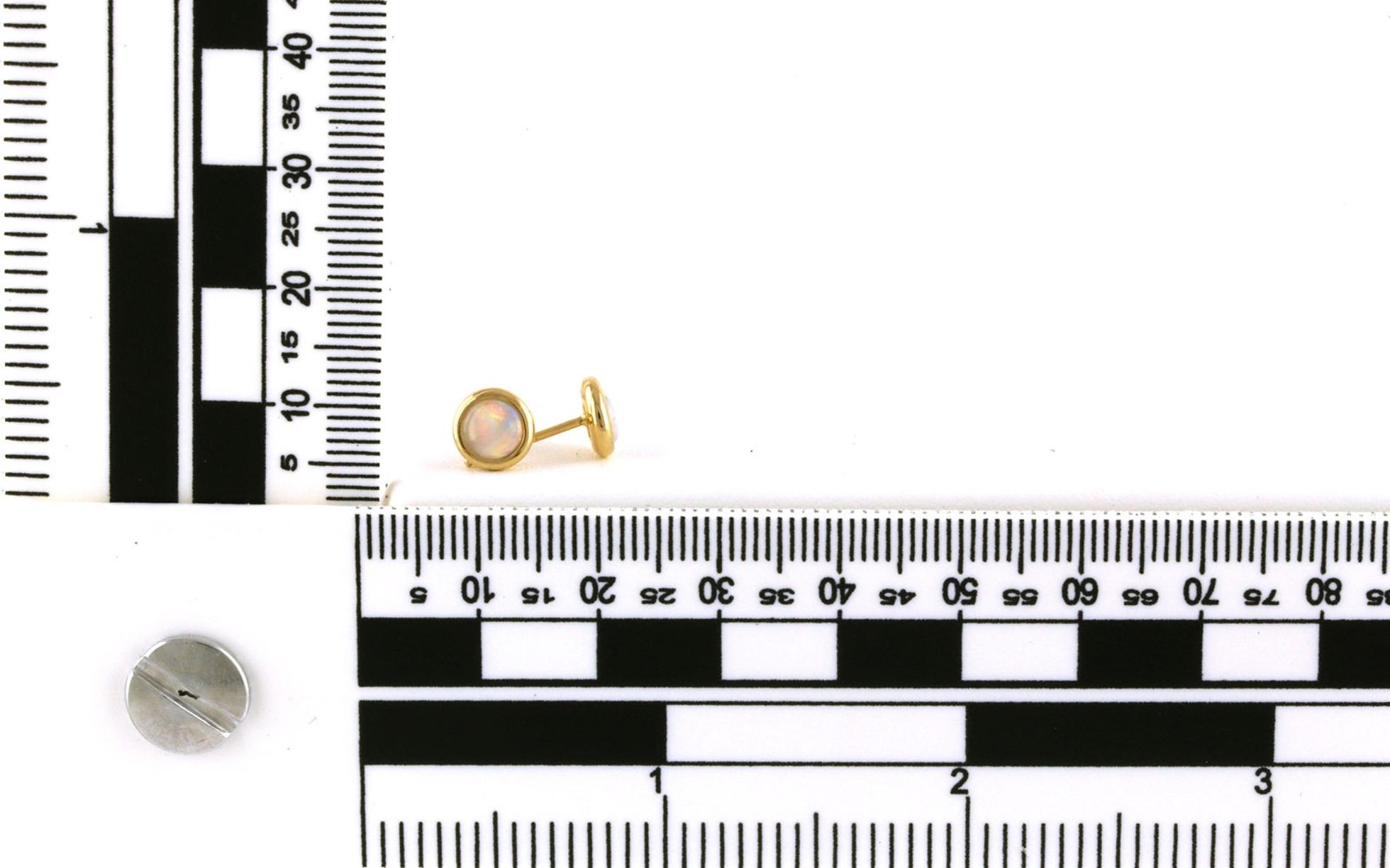 Bezel-set Opal Stud Earrings in Yellow Gold (0.62cts TWT) Scale