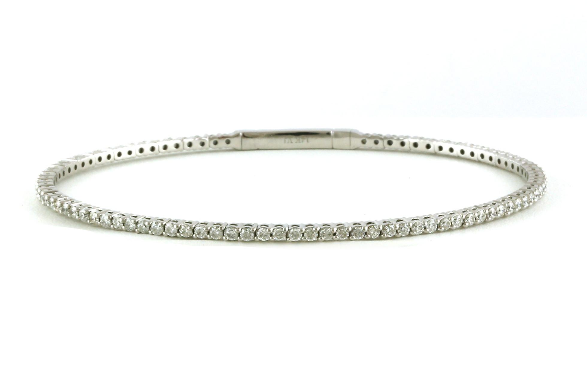 Flexible Cuff Diamond Line Bracelet in White Gold (1.53cts TWT)