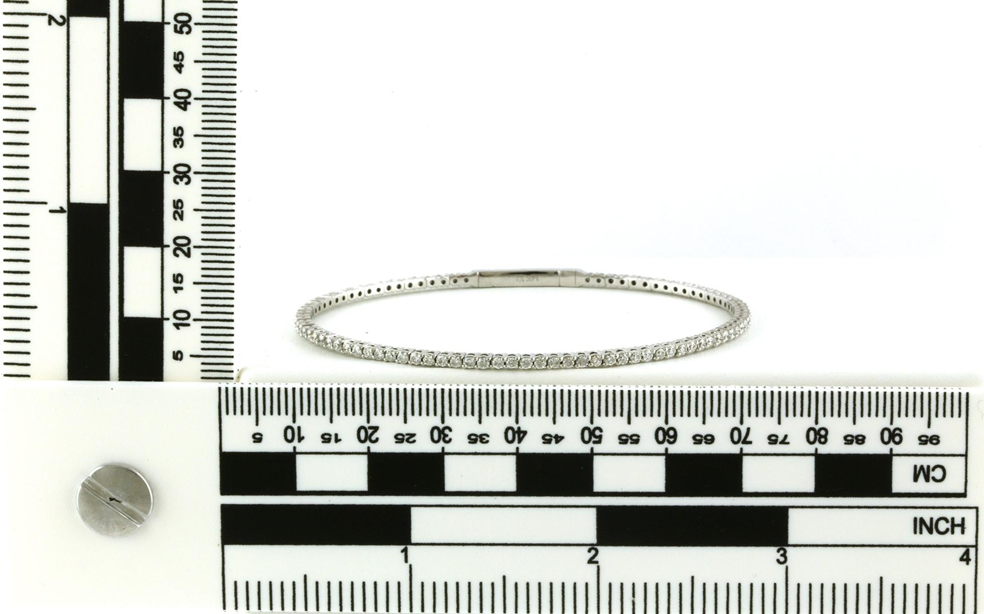 Flexible Cuff Diamond Line Bracelet in White Gold (1.53cts TWT) Scale