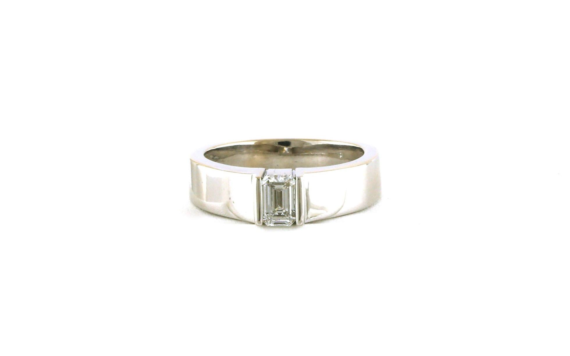 Wide Bar-set Men's Diamond Engagement Ring in White Gold (0.73ct)