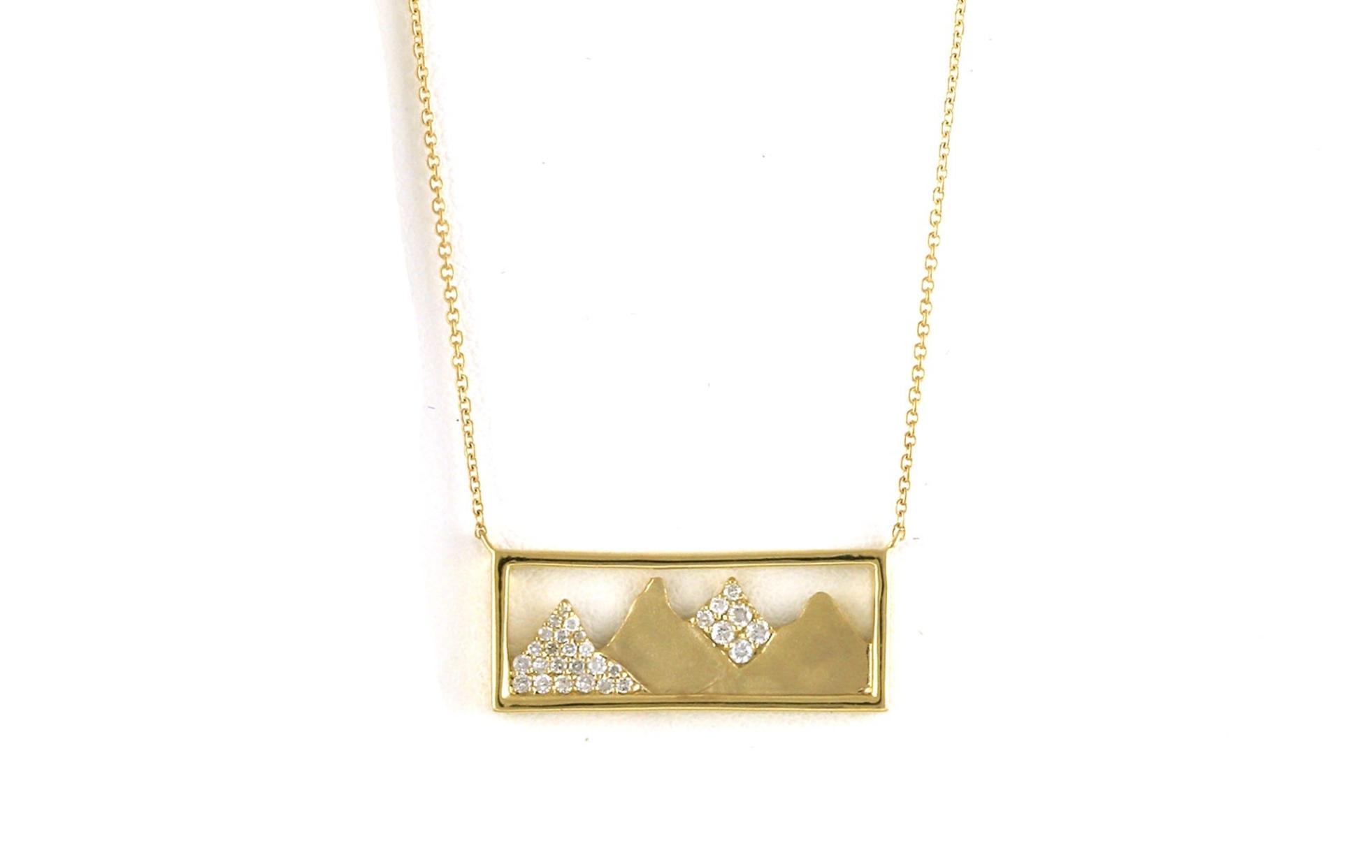 Rectangular Frame Diamond Mountain Necklace in Yellow Gold (0.25cts TWT)