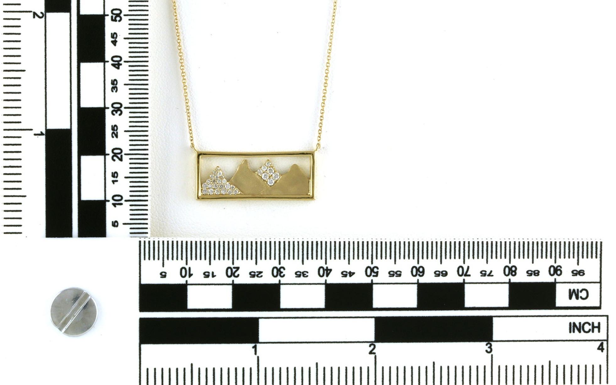 Rectangular Frame Diamond Mountain Necklace in Yellow Gold (0.25cts TWT) Scale