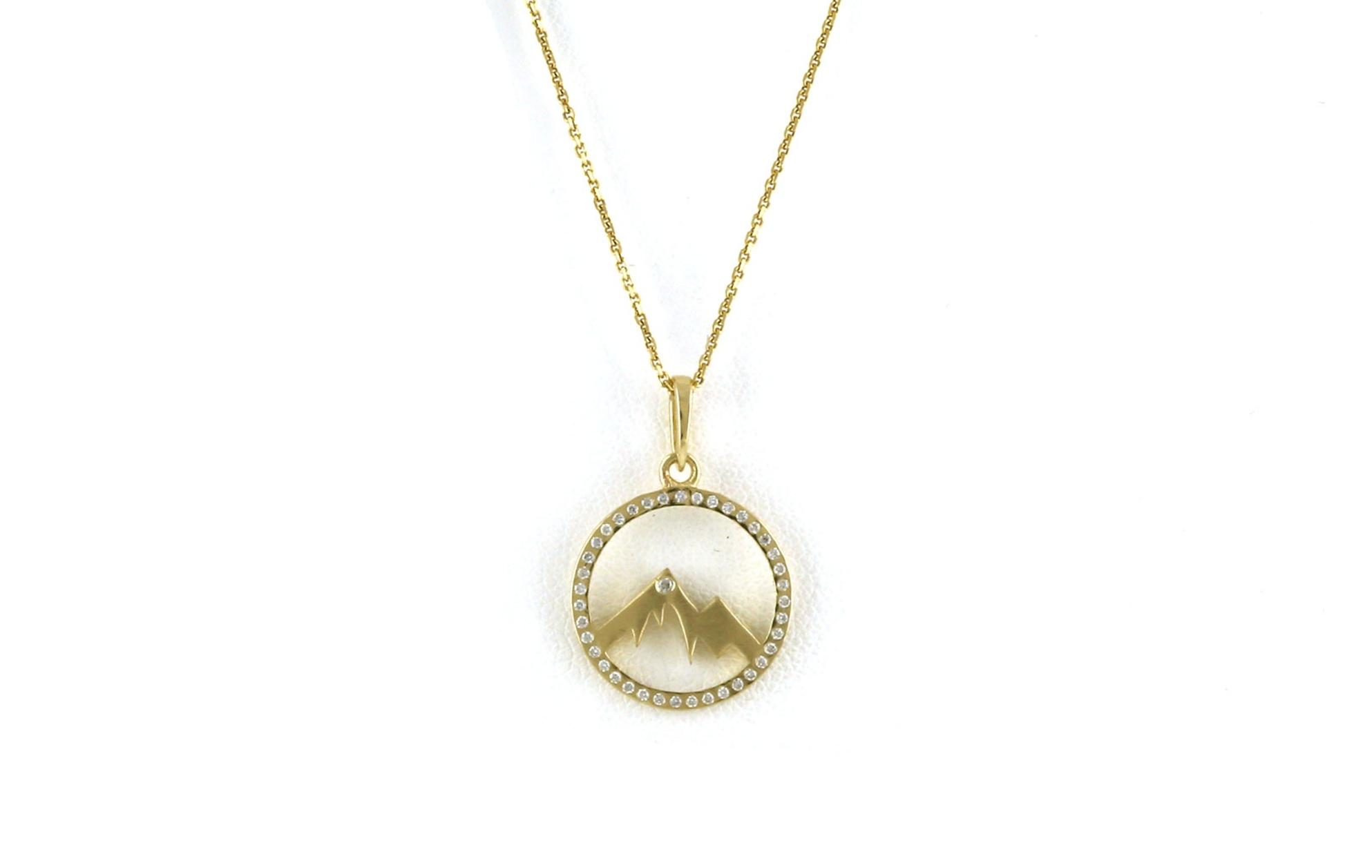 Pave Diamond Circle Mountain Necklace in Yellow Gold (0.25cts TWT)