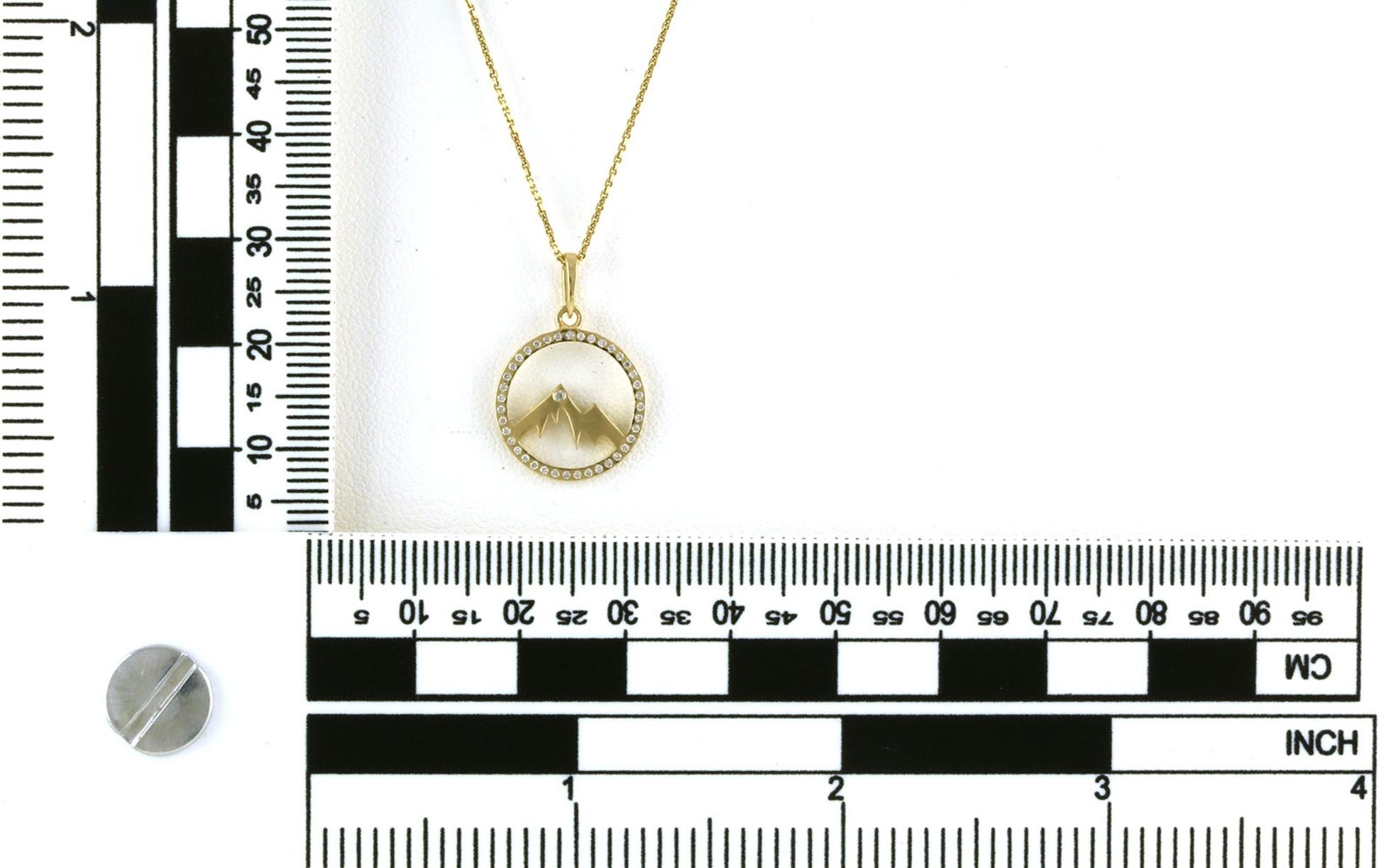 Pave Diamond Circle Mountain Necklace in Yellow Gold (0.25cts TWT) Scale