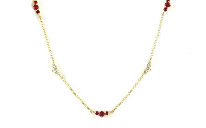 content/products/3-Stone Cluster Ruby and Diamond Station Necklace in Yellow Gold (0.58cts TWT)