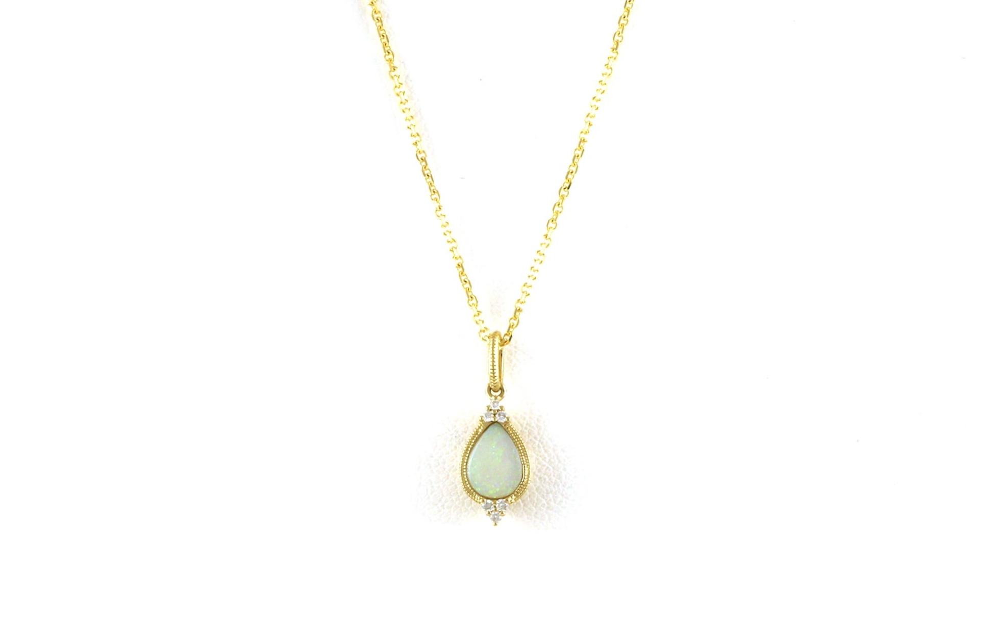 Cluster Drop Opal and Diamond Necklace in Yellow Gold (0.73cts TWT)