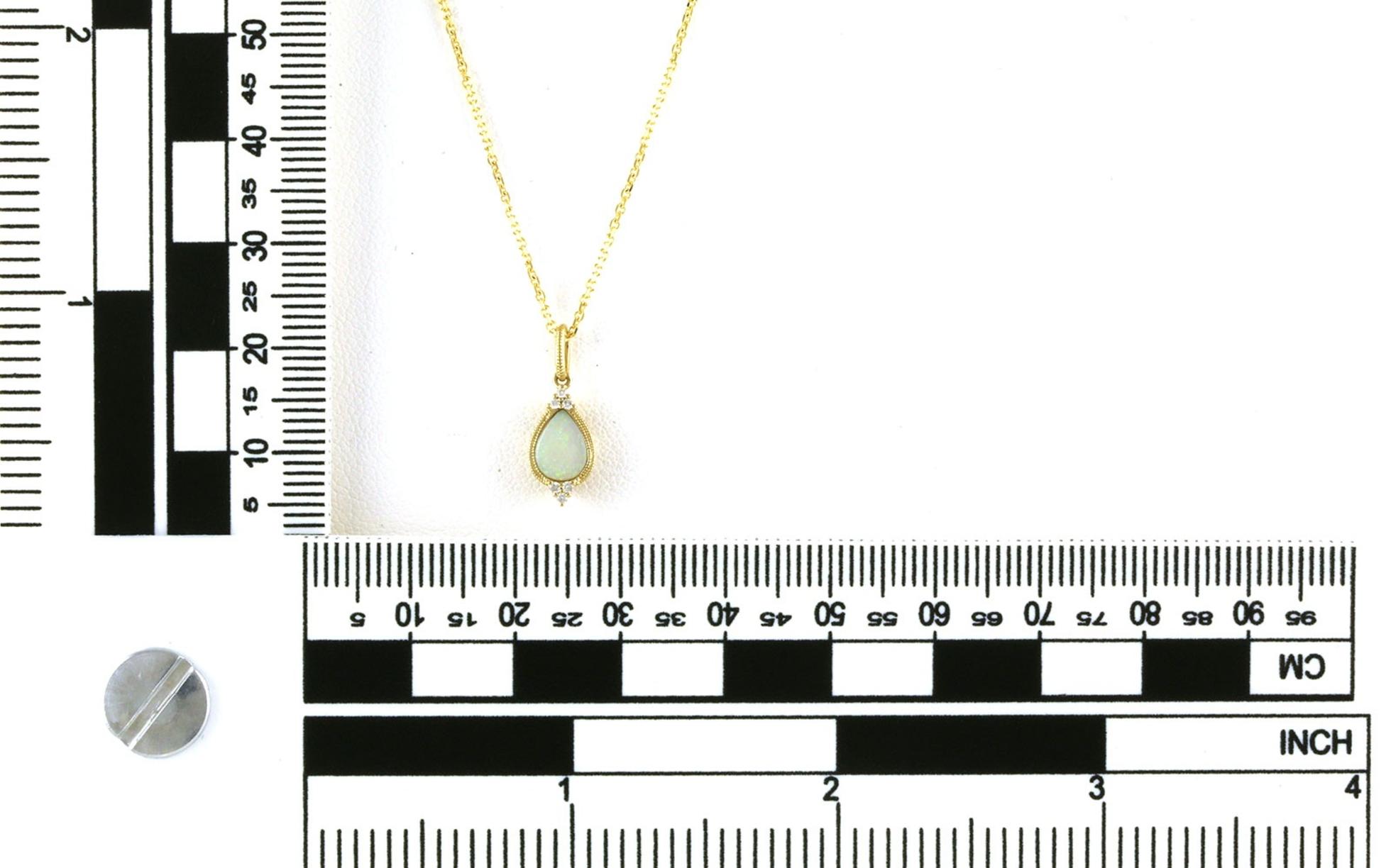 Cluster Drop Opal and Diamond Necklace in Yellow Gold (0.73cts TWT) Scale