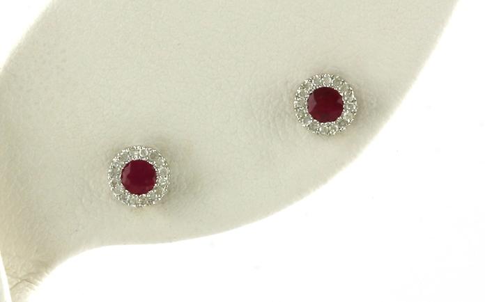 content/products/Round Ruby and Diamond Halo Stud Earrings in White Gold (0.37cts TWT)
