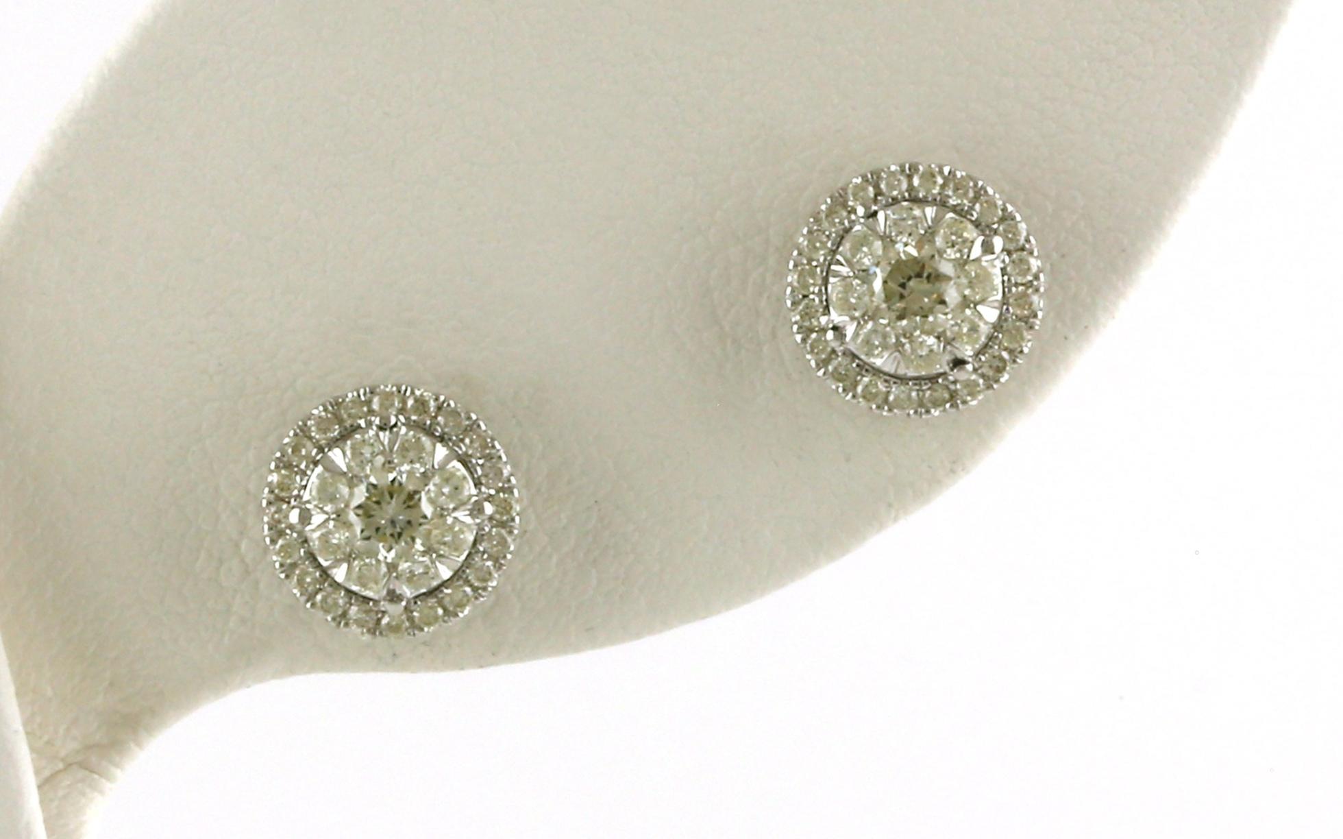 Double Halo Diamond Stud Earrings in White Gold (0.50cts TWT)