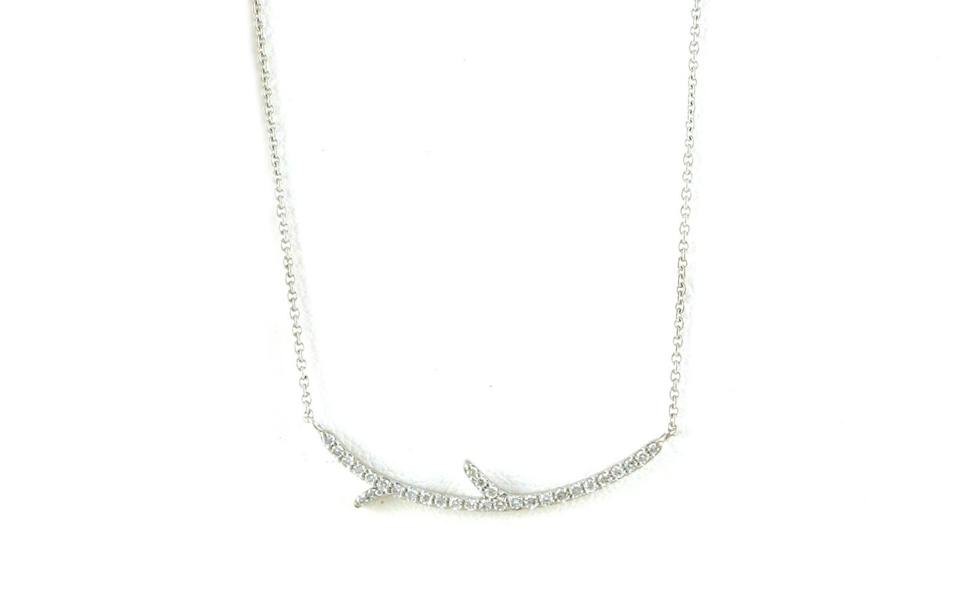 Pave Diamond Twig Split Chain Necklace in White Gold (0.20cts TWT)