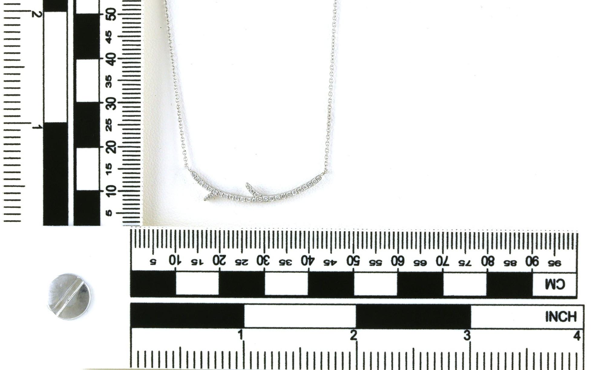 Pave Diamond Twig Split Chain Necklace in White Gold (0.20cts TWT) Scale