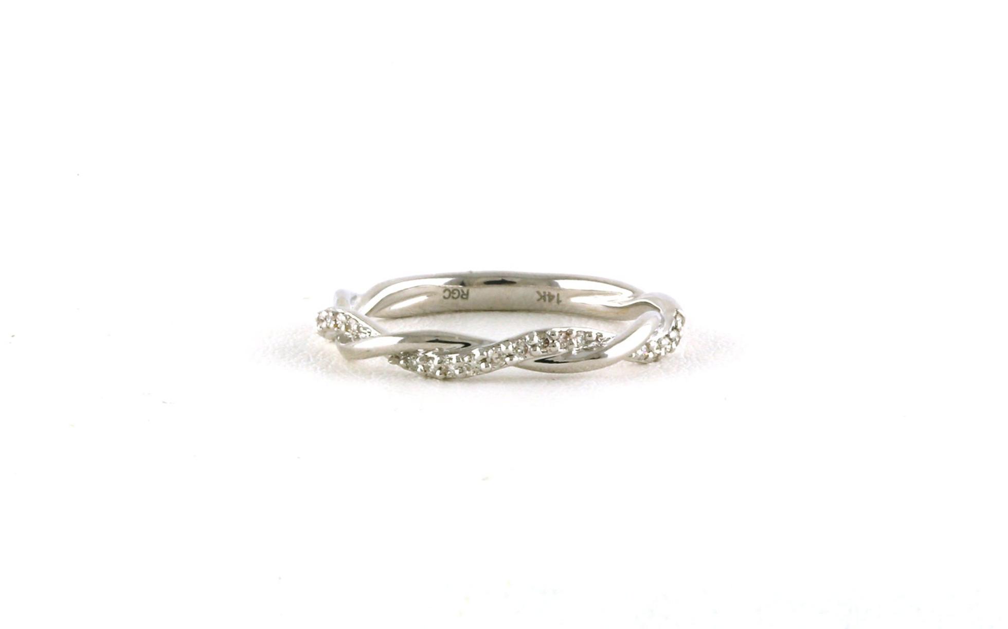 Pave Twist Diamond Wedding Band in White Gold (0.10cts TWT)