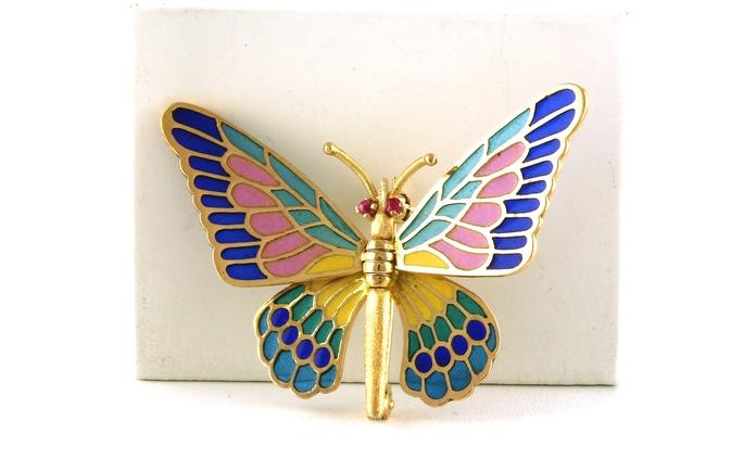 content/products/Estate Piece: Multicolored Enamel Butterfly Pin in Yellow Gold