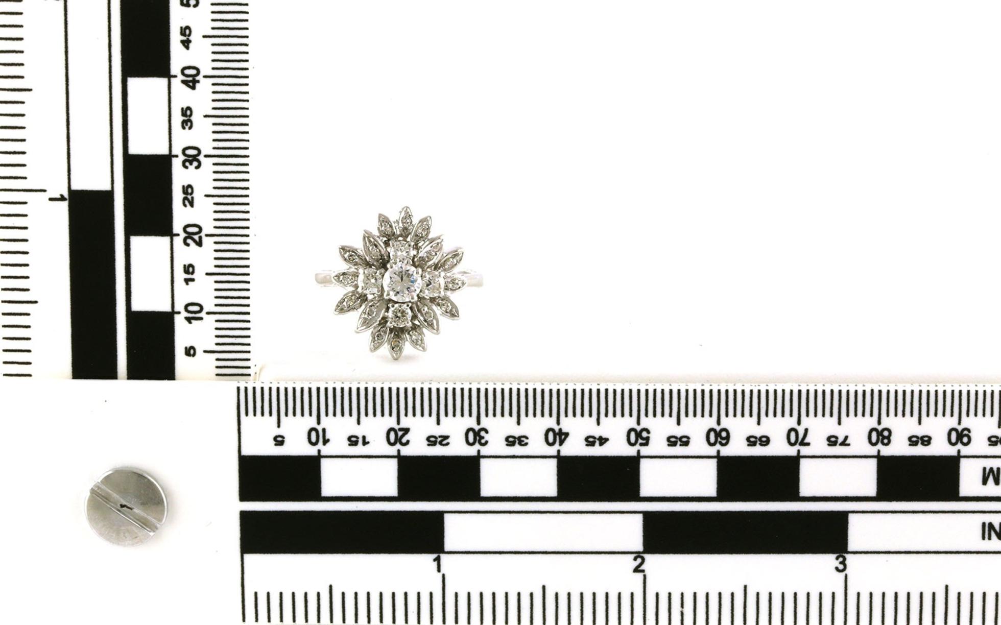Diamond Flower Cluster Fashion Ring in White Gold (1.25cts TWT) Scale