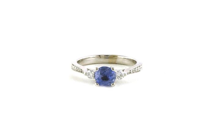 content/products/Estate Piece: 3-Stone Style Sapphire and Diamond Ring with Pave Shank in White Gold (0.90cts TWT)