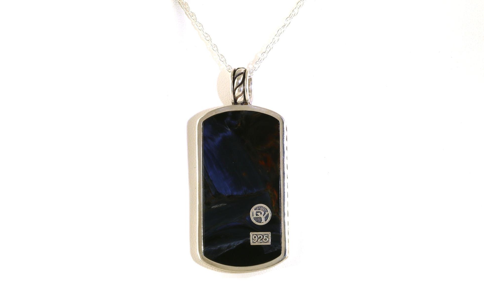 Estate Piece: Large Agate Dog Tag in Sterling Silver