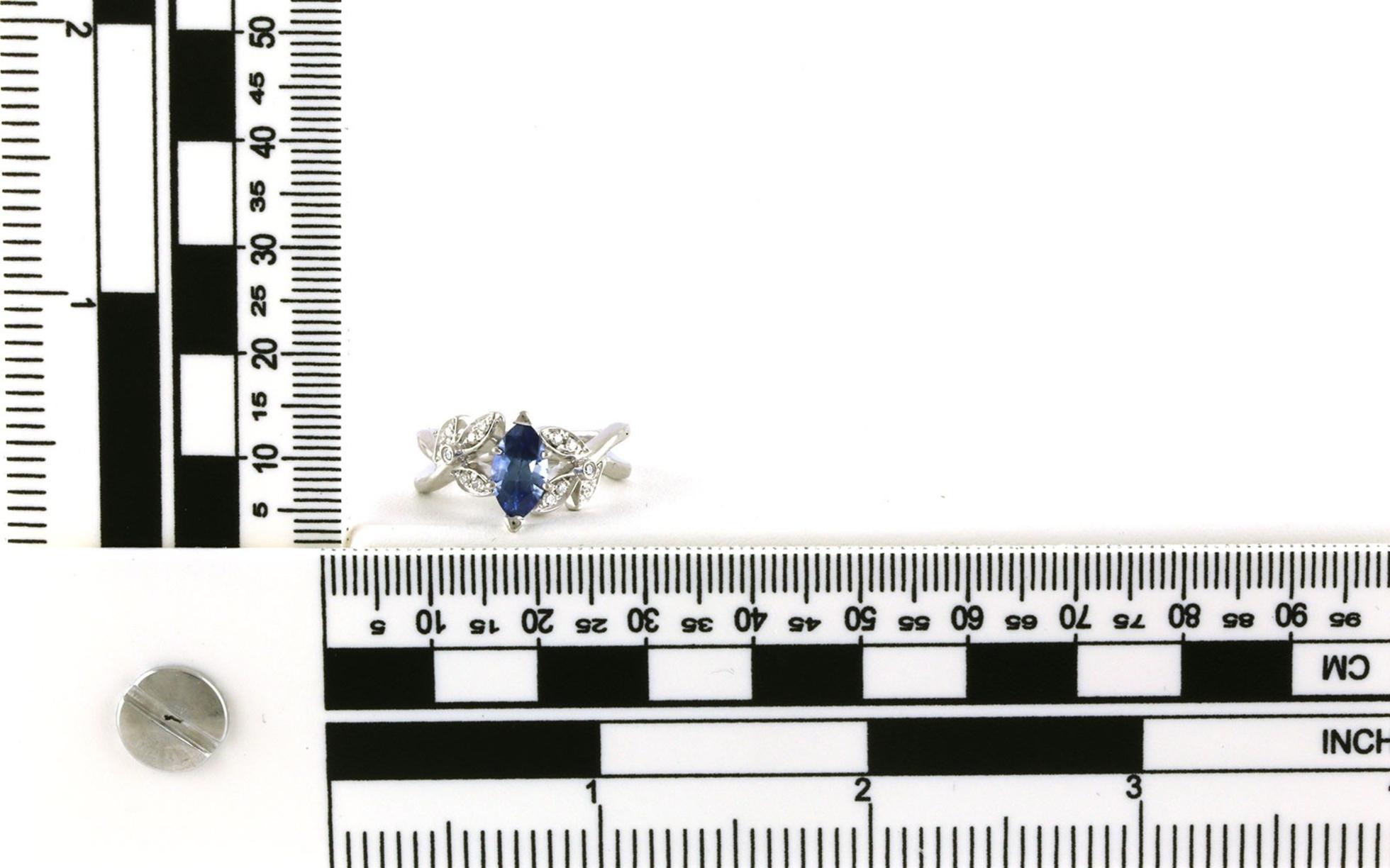 Leaves Marquise-cut Montana Sapphire and Diamond Ring in White Gold (1.44cts TWT) scale