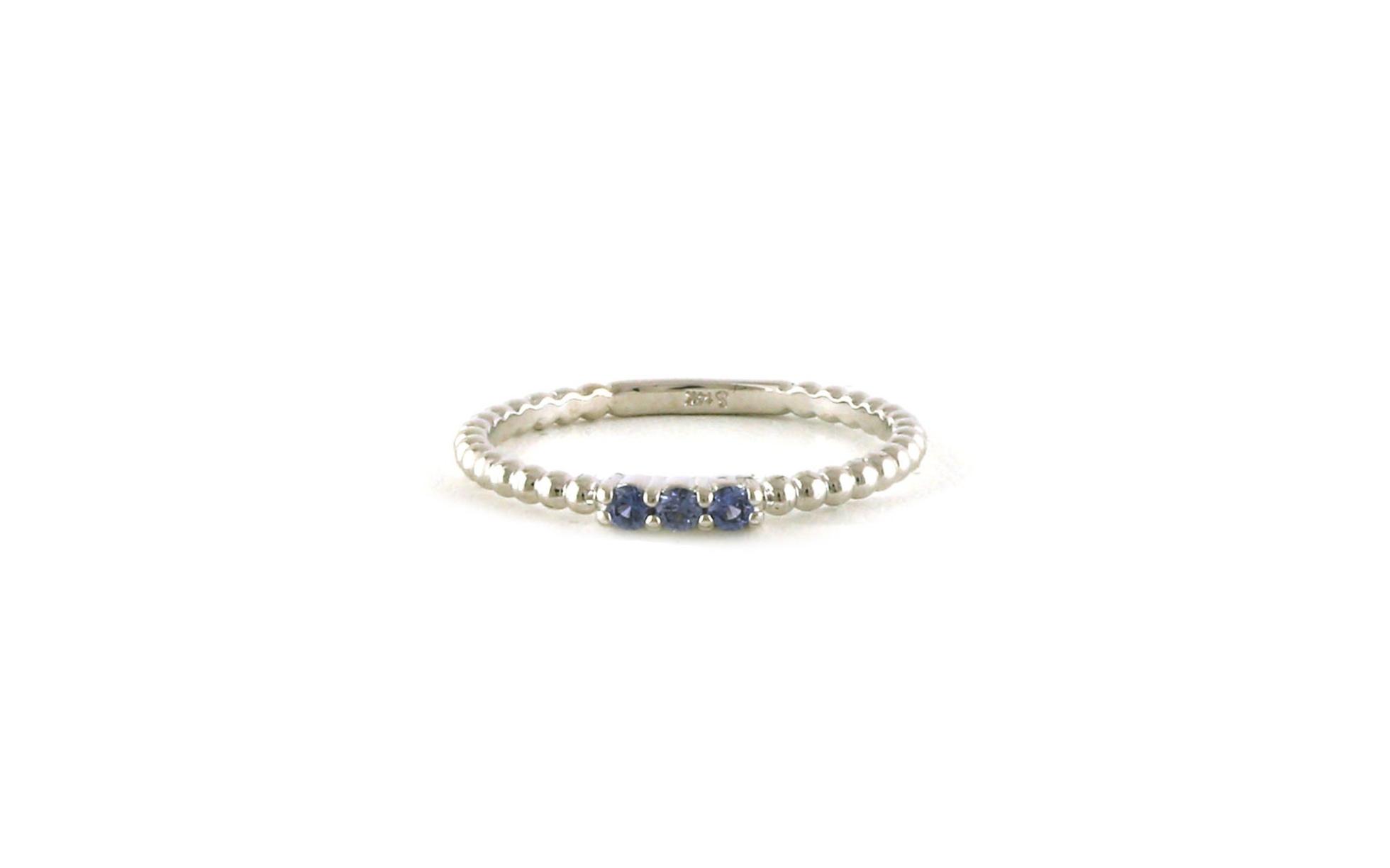 3-Stone Beaded Band Montana Yogo Sapphire Ring in Yellow Gold (0.10cts TWT)