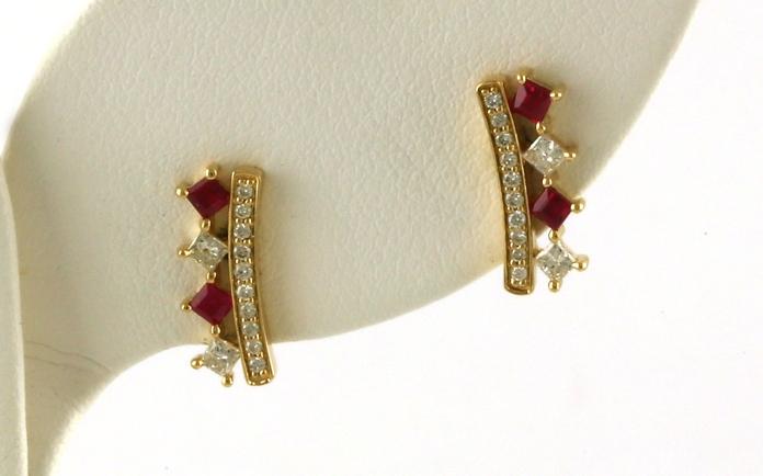 content/products/2-Row Curved Bar Ruby and Diamond Earrings in Yellow Gold (0.57cts TWT)