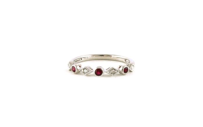 content/products/Alternating Diamond and Ruby 7-Stone Milgrain Band in White Gold (0.18cts TWT)