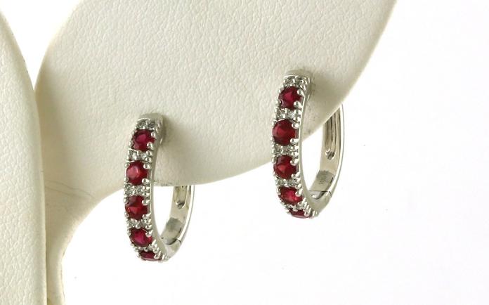content/products/Alternating Ruby and Diamond Hoops in White Gold (0.88cts TWT)