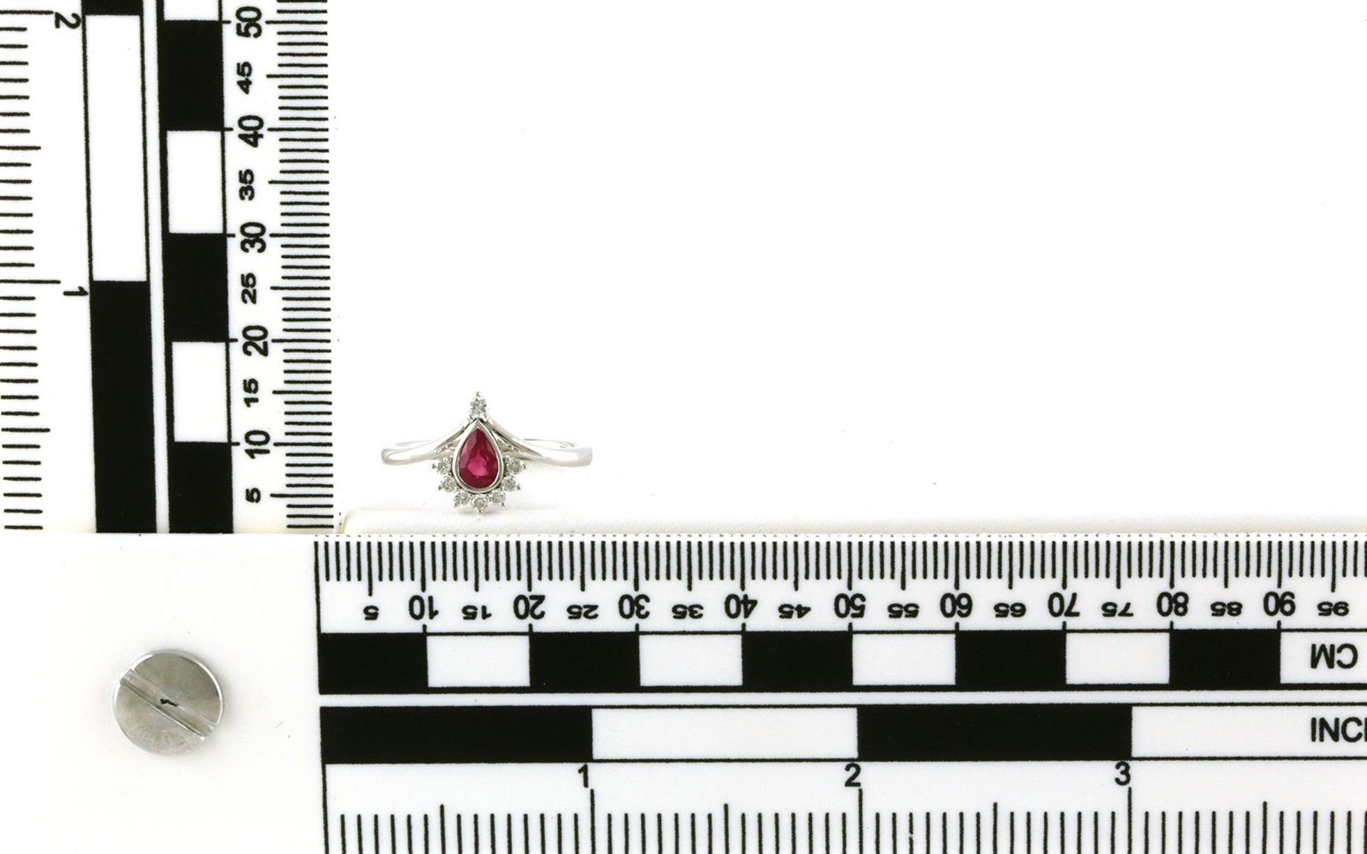 Chevron Ring with Bezel-set Ruby and Diamond Accents (0.68cts TWT) Scale