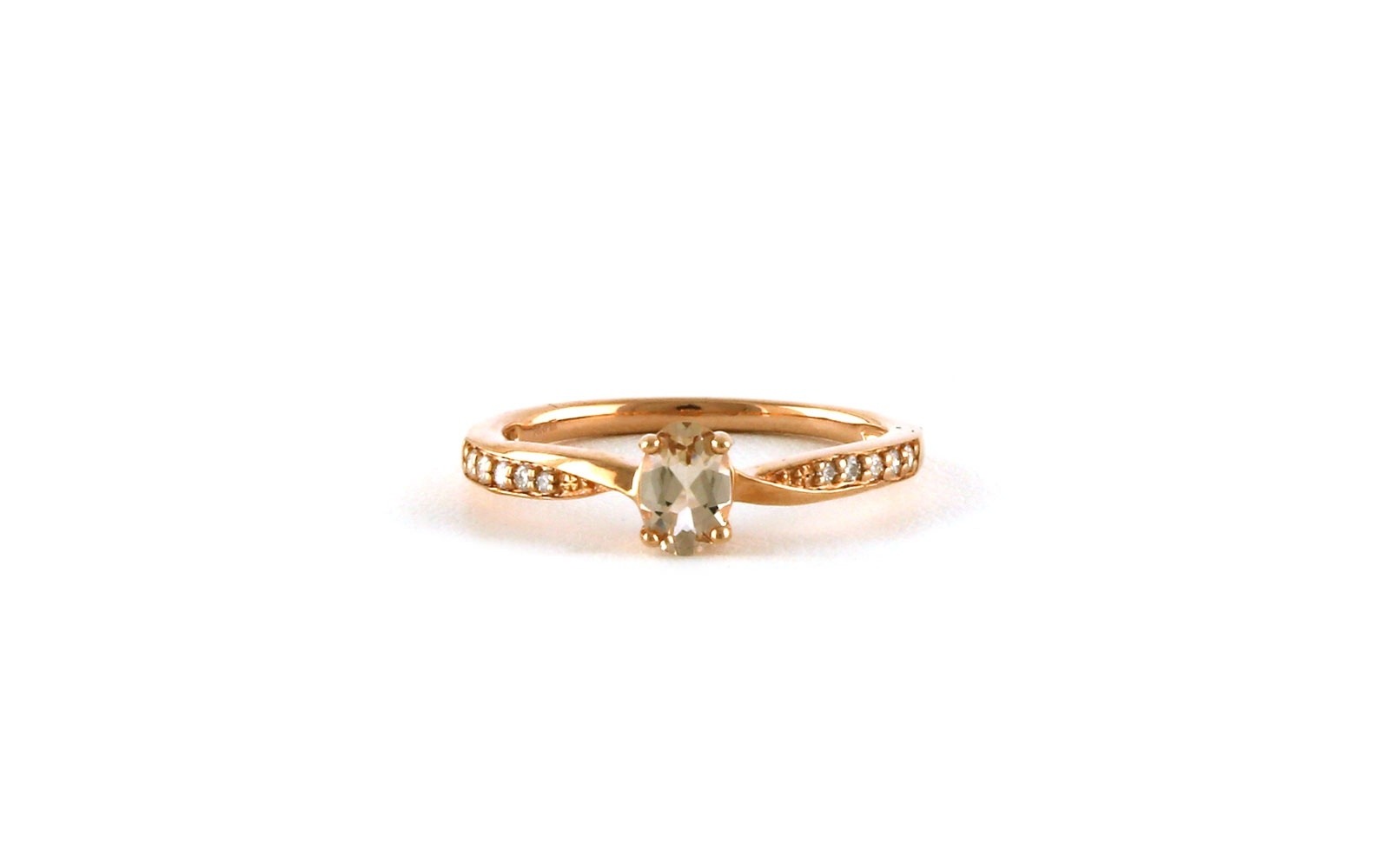 Oval 4-Prong Morganite Ring with Twisted Pave Diamond Band in Rose Gold (0.47cts TWT)