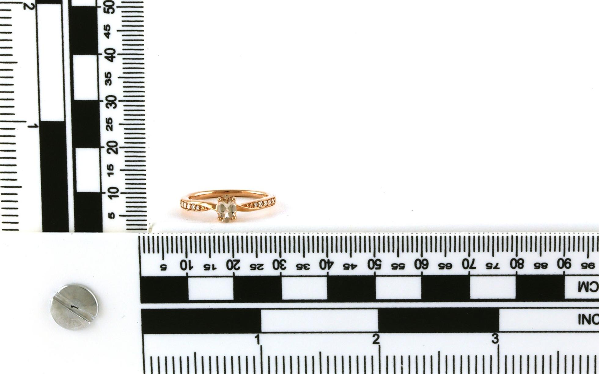 Oval 4-Prong Morganite Ring with Twisted Pave Diamond Band in Rose Gold (0.47cts TWT)