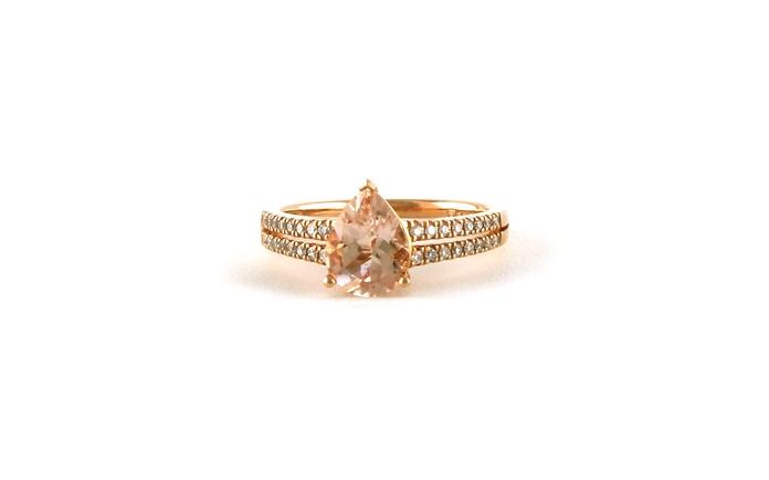 content/products/3-Prong Pear-cut Morganite Ring with Double Pave Diamond Shank in Rose Gold (1.52cts TWT)