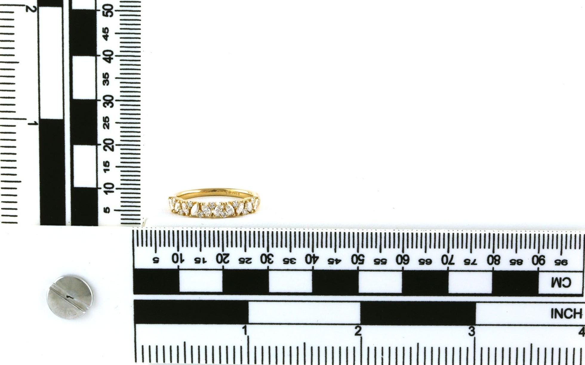 Alternating Shape Diamond Wedding Band in Yellow Gold (0.45cts TWT) Scale