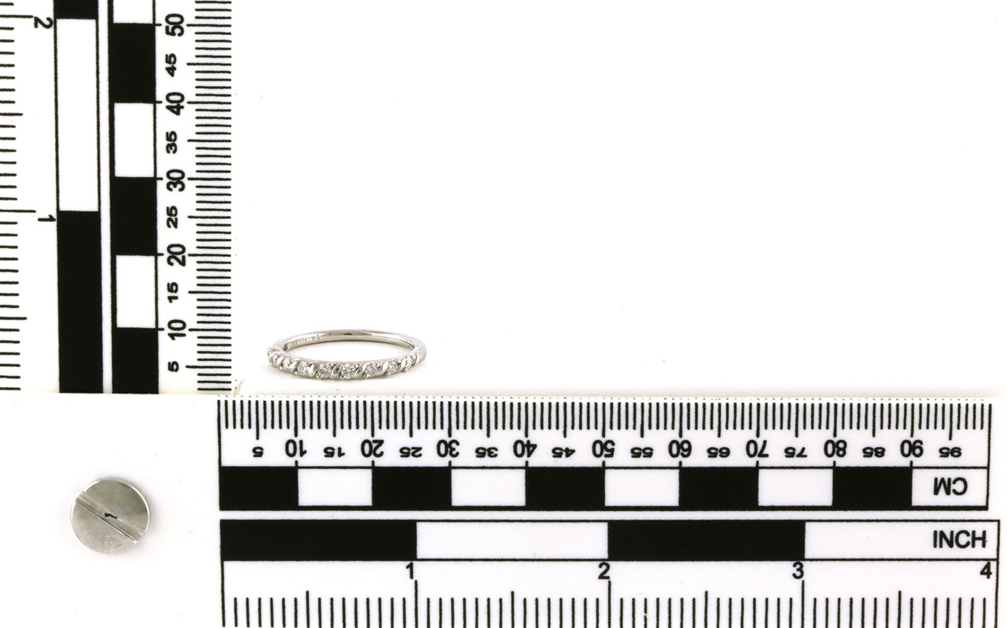 Bar and Prong-set Diamond Wedding Band in White Gold (0.25cts TWT) Scale